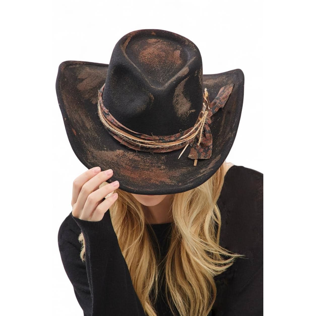 Distress Vintage Shapable Fedora Cowboy Hat MH0244