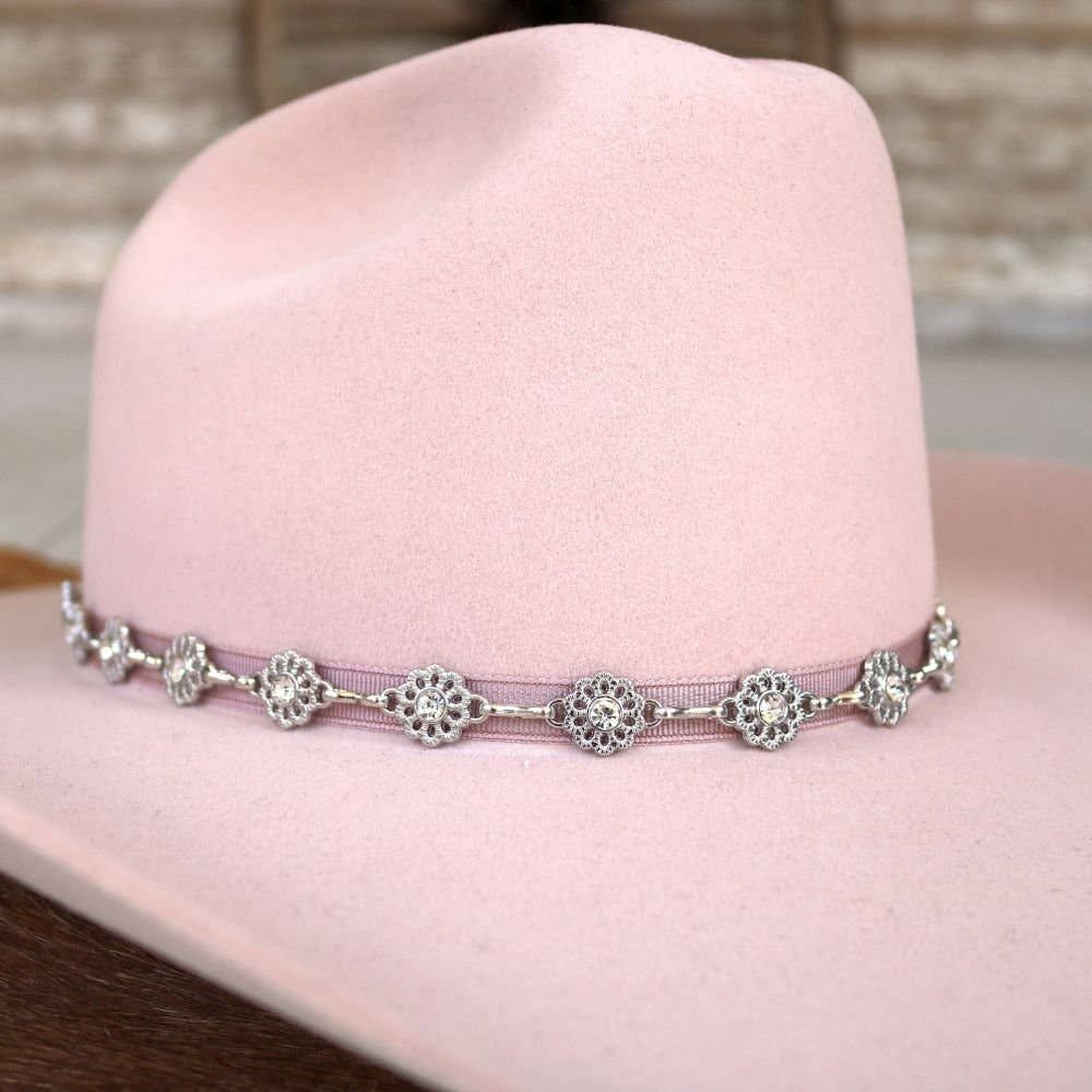 Willow Lane Hat Co. - Silver Dainty Wildflower Chain Hat Band