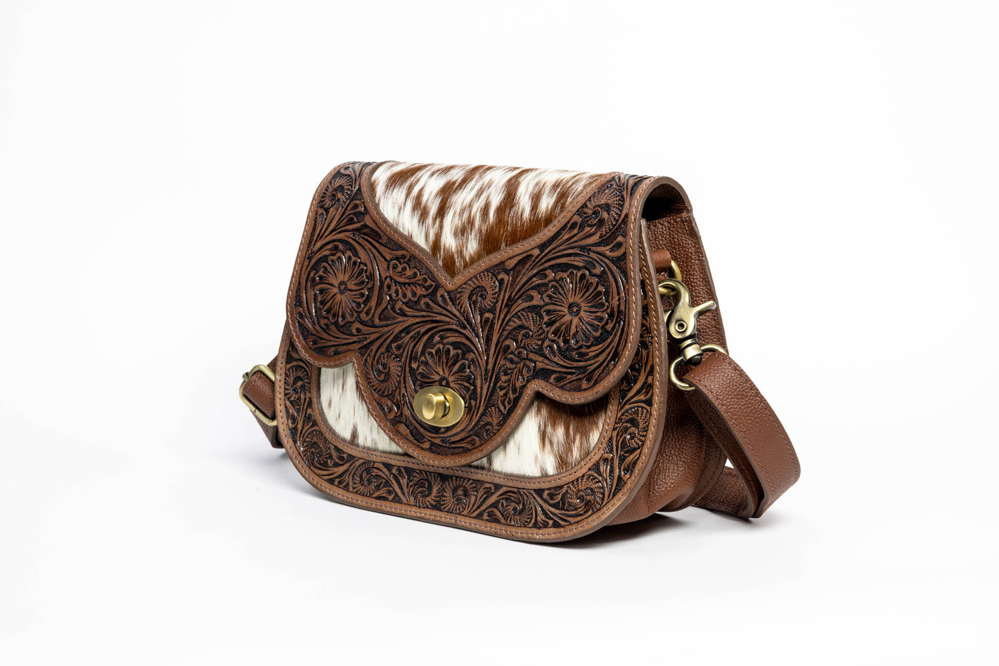Brown Scalloped Flap Leather Purse ABHB 18-25205