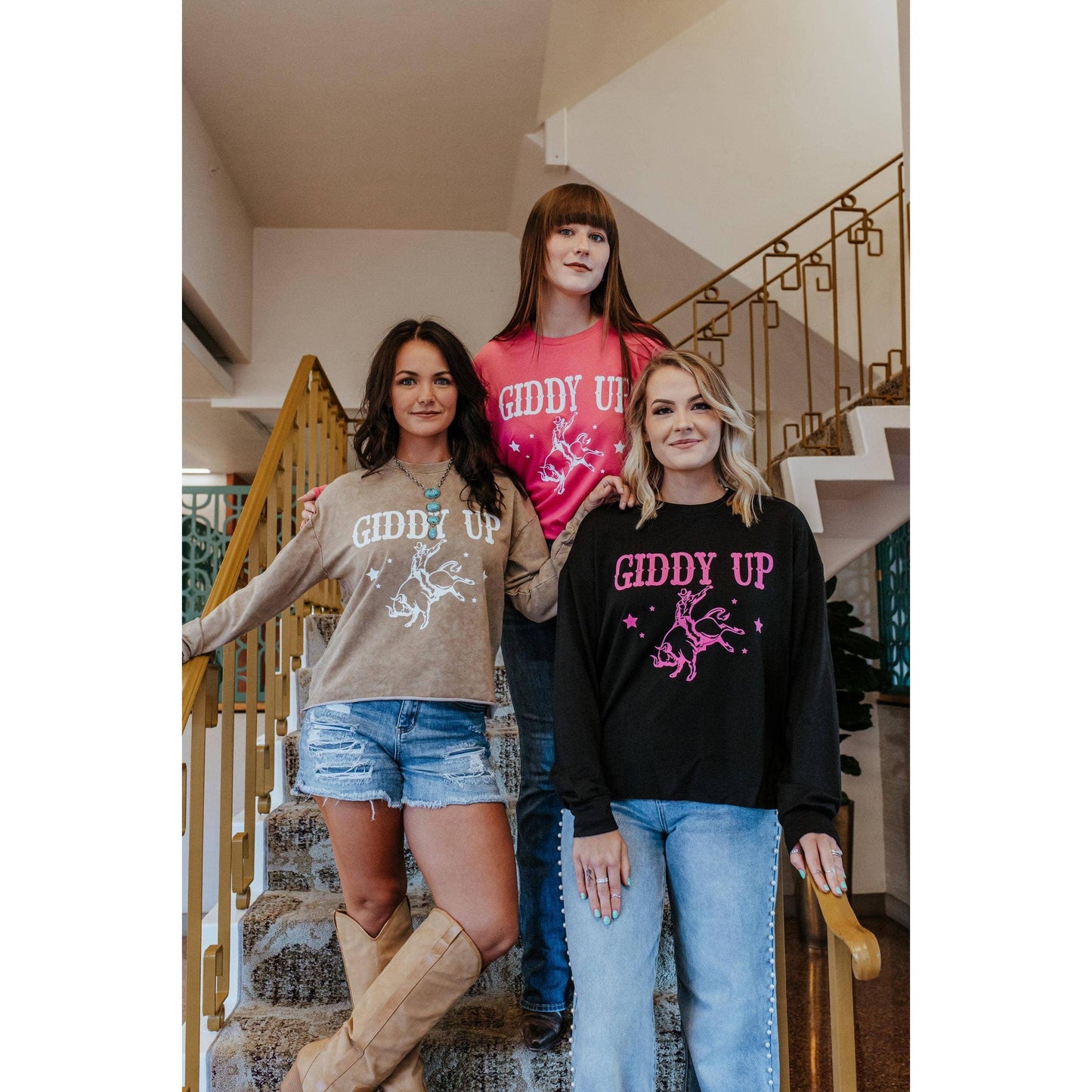 Merigold Kiss - MK270 Giddy Up Light Weight Flocking Sweatshirt - Pink