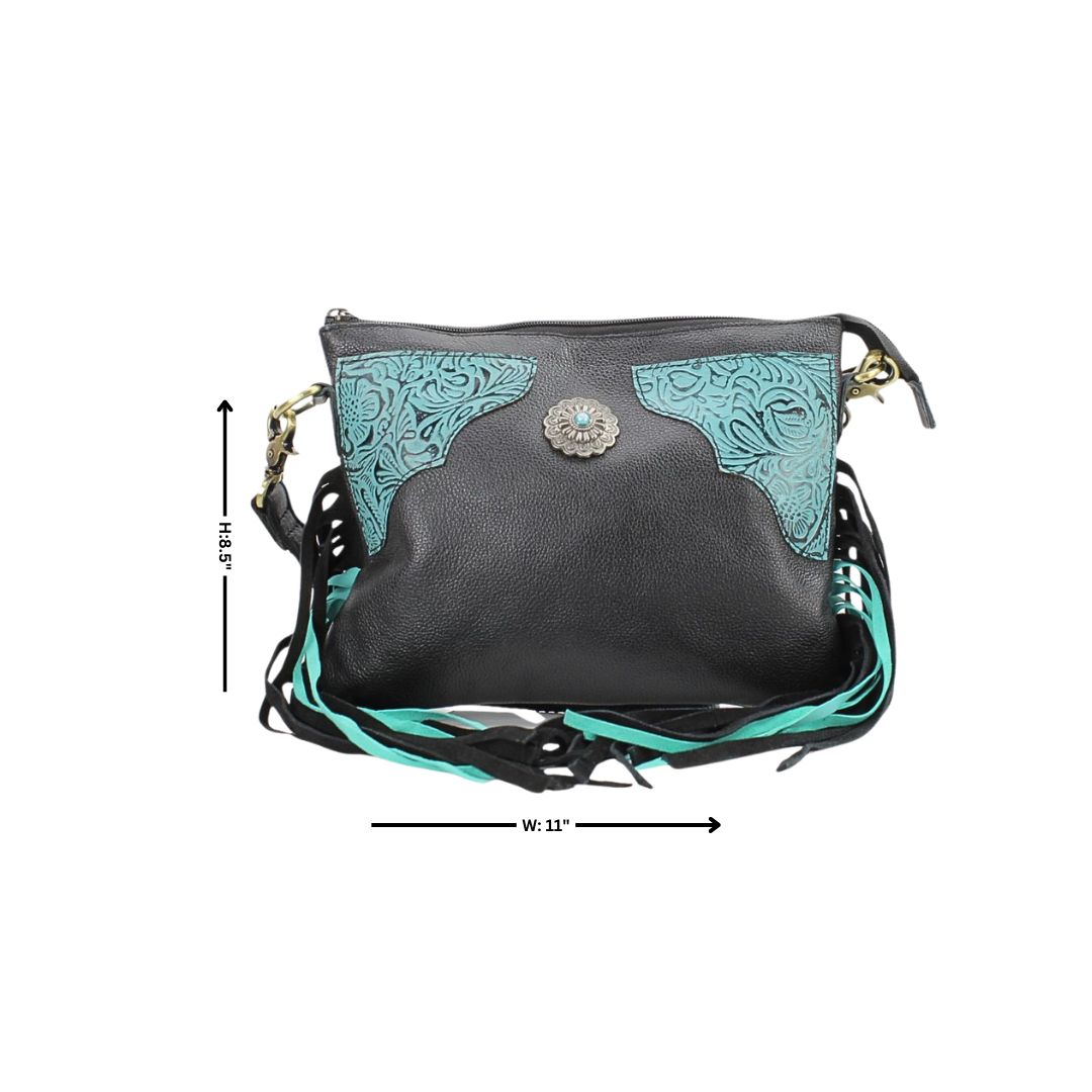 Fringe Concho Crossbody w/ Turquoise Accents # AB 2403