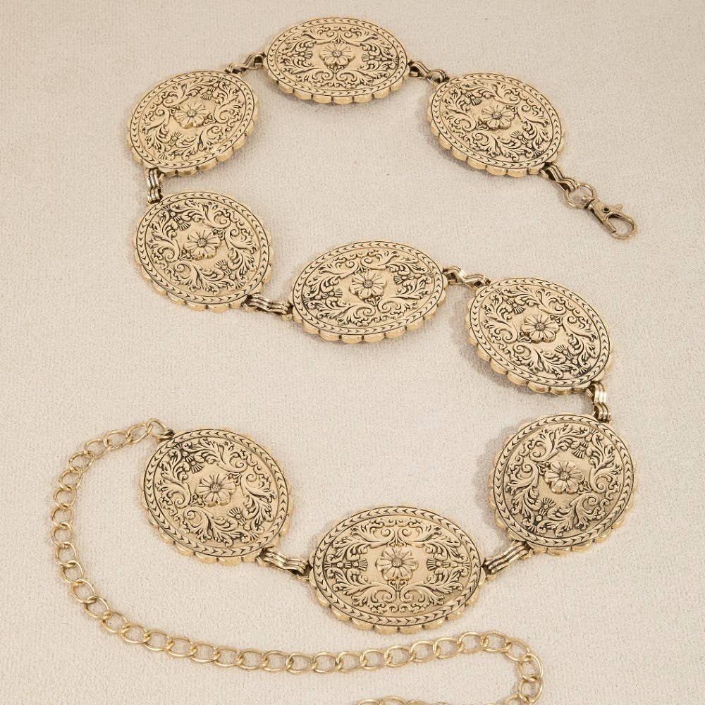 Floral Concho Western Chain Belt
