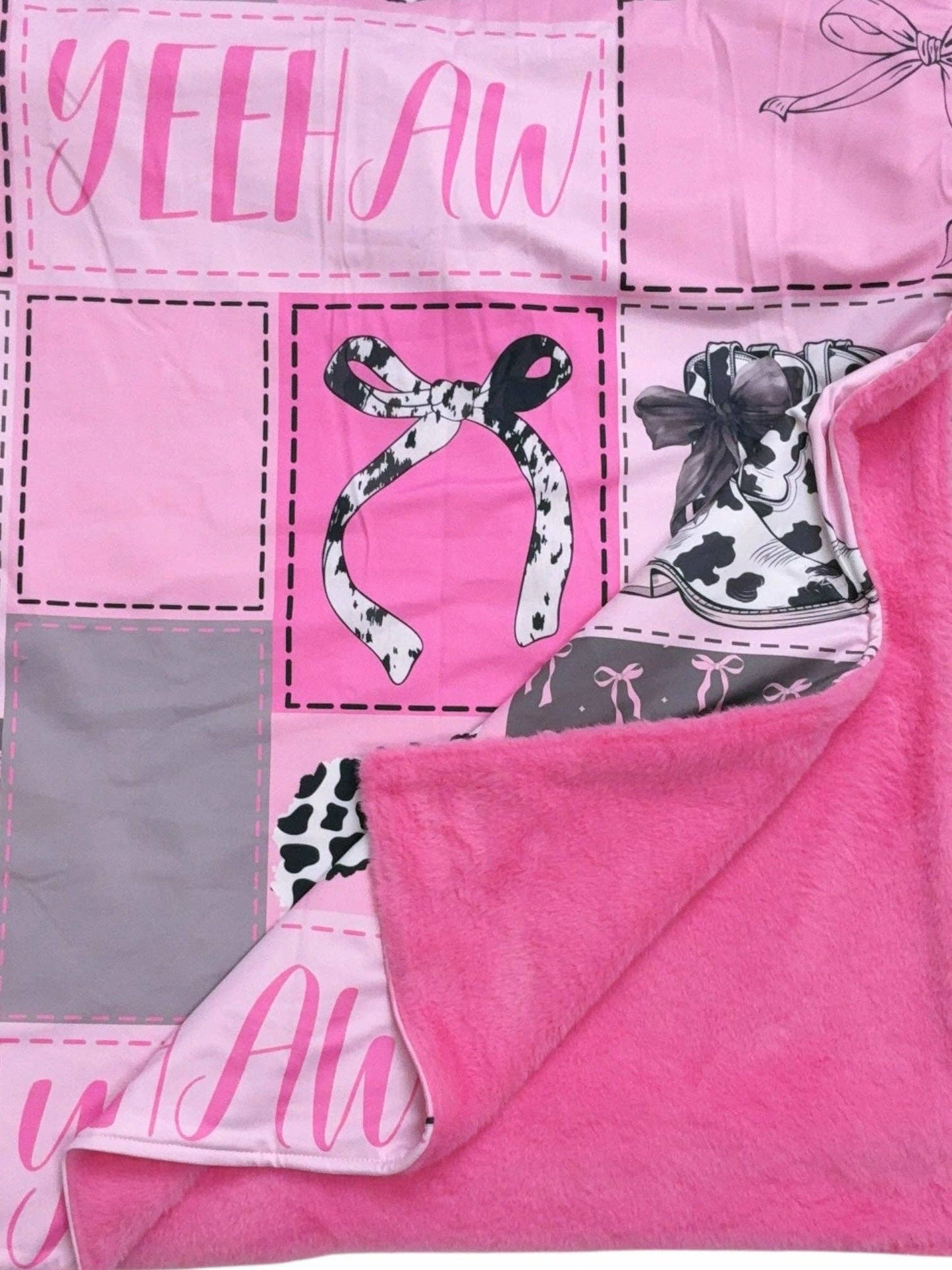 50" x 60" Yeehaw, coquette /western printed throw blanket. BL111305