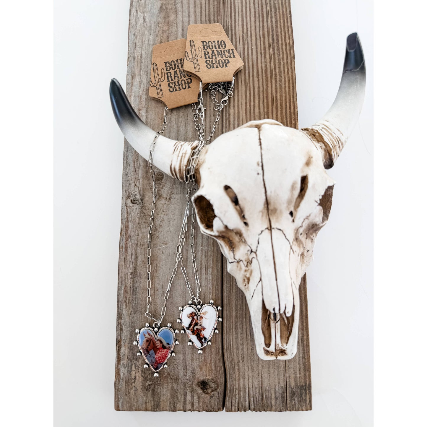 Western Cowgirl Photo Pendant Keepsake Heart Necklace