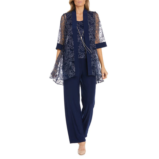 RM Richards 3-Piece Floral Embroidered Mesh Suit