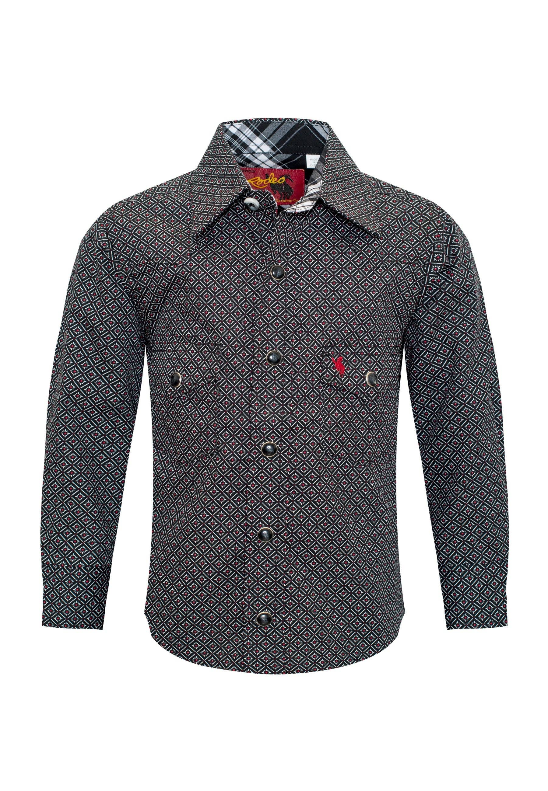 Kids Western Pearl Snaps Print Shirt-PS100K-147