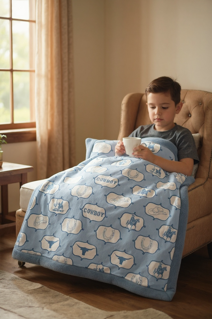 51" X 60" Cowboy Western Printed Throw Blanket