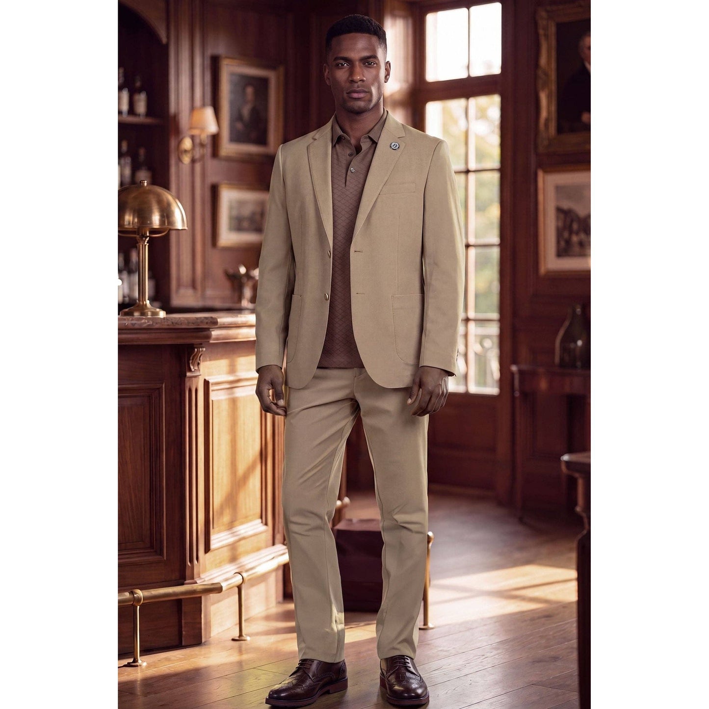 Men's 2-Pieces 2-Button Notch Lapel Suit Set 6SU08