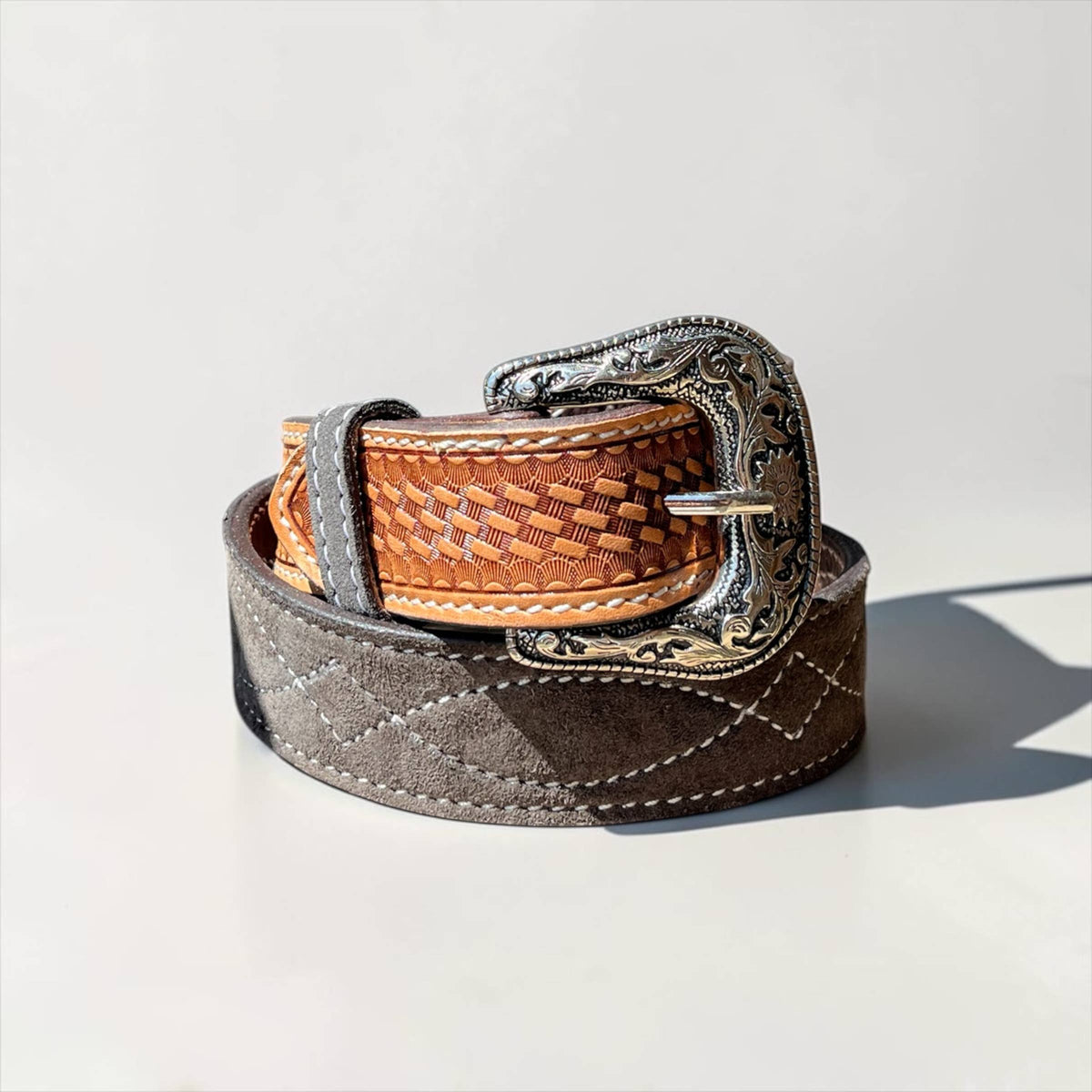 Grey BootStitch belt 