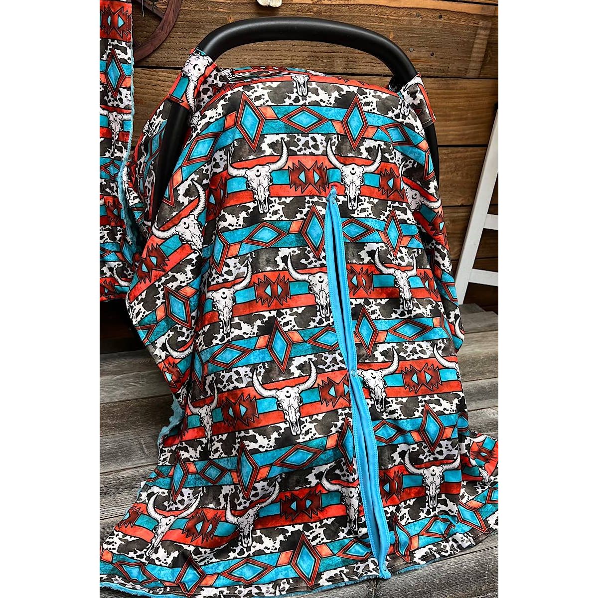 MULTI PRINTED STRIPE & DIAMOND PATTERN CAR SEAT COVER.