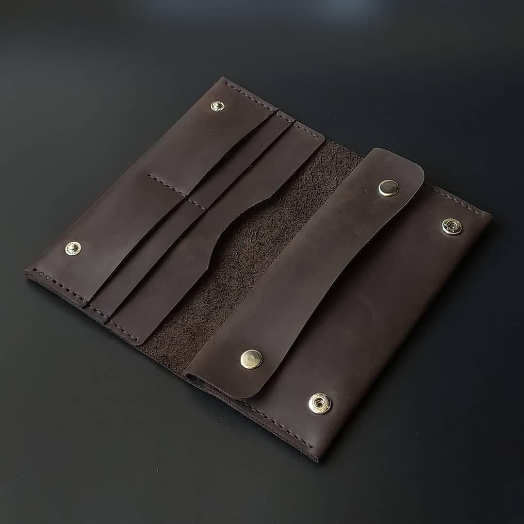 Genuine Leather Wallet, Matte Surface, Hand Stitched