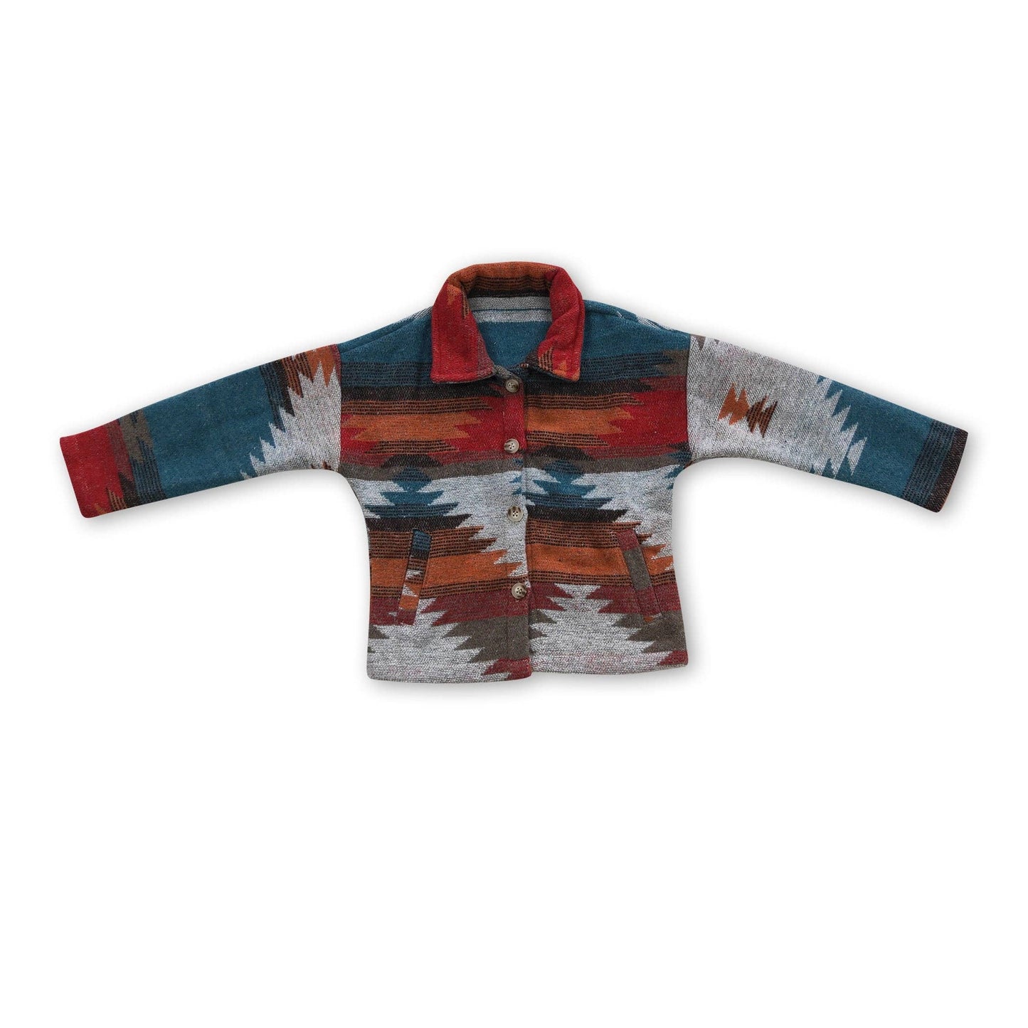 Blue Aztec Baby Kids Flannel Button Up Shirt