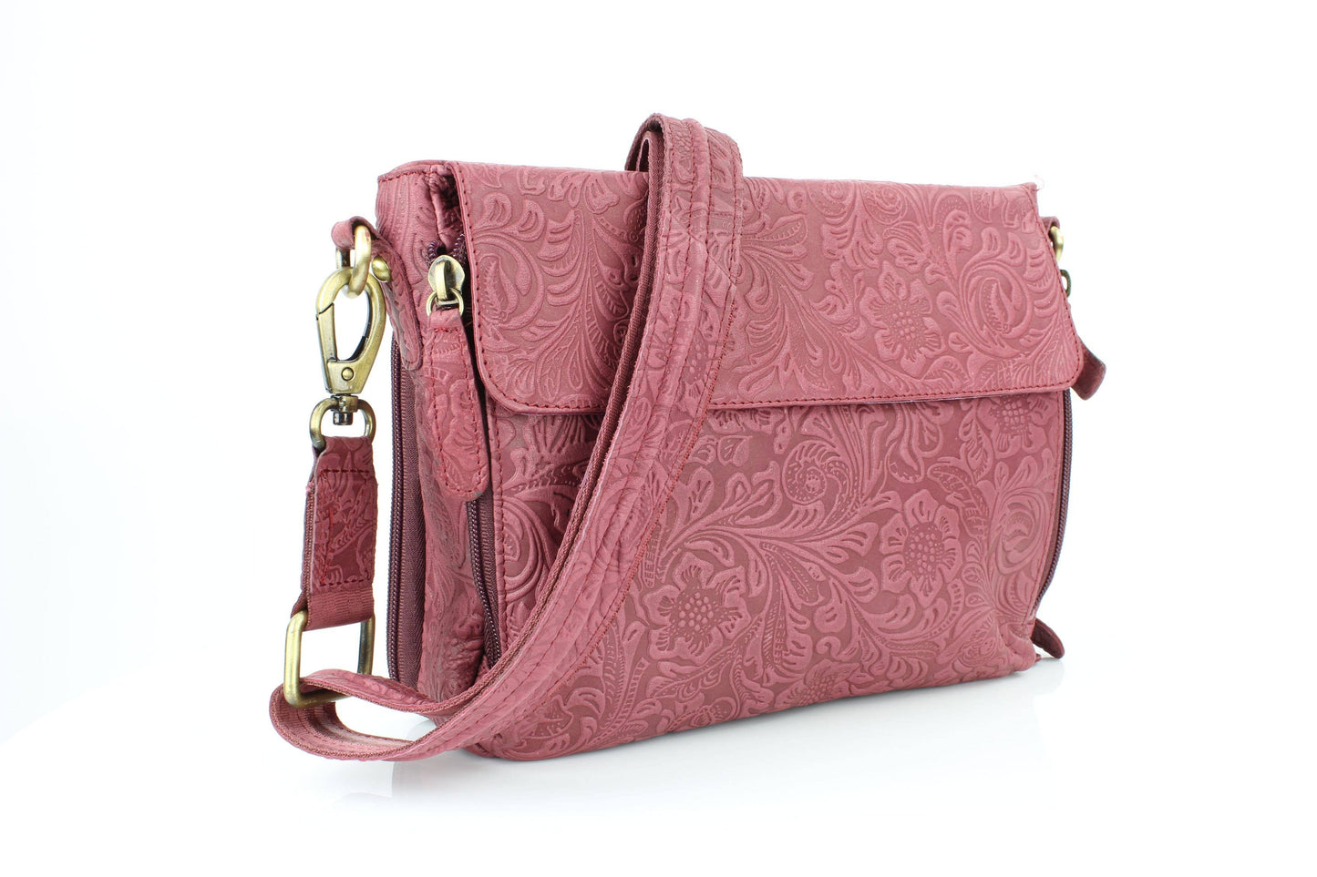 Flap Over Leather Shoulder Bag Hidden Storage 1833