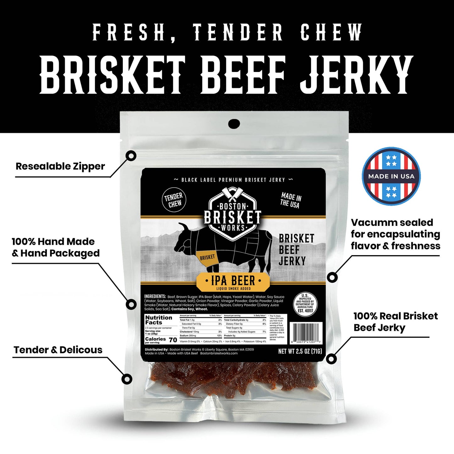 Beef Brisket Jerky "IPA Beer" 71g