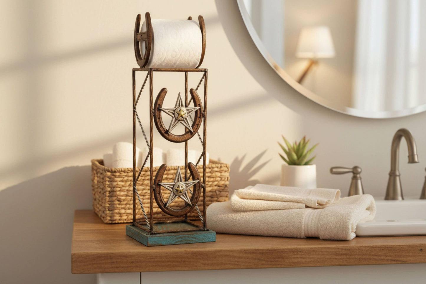 HORSESHOE TOILET/PAPER STAND AND HOLDER