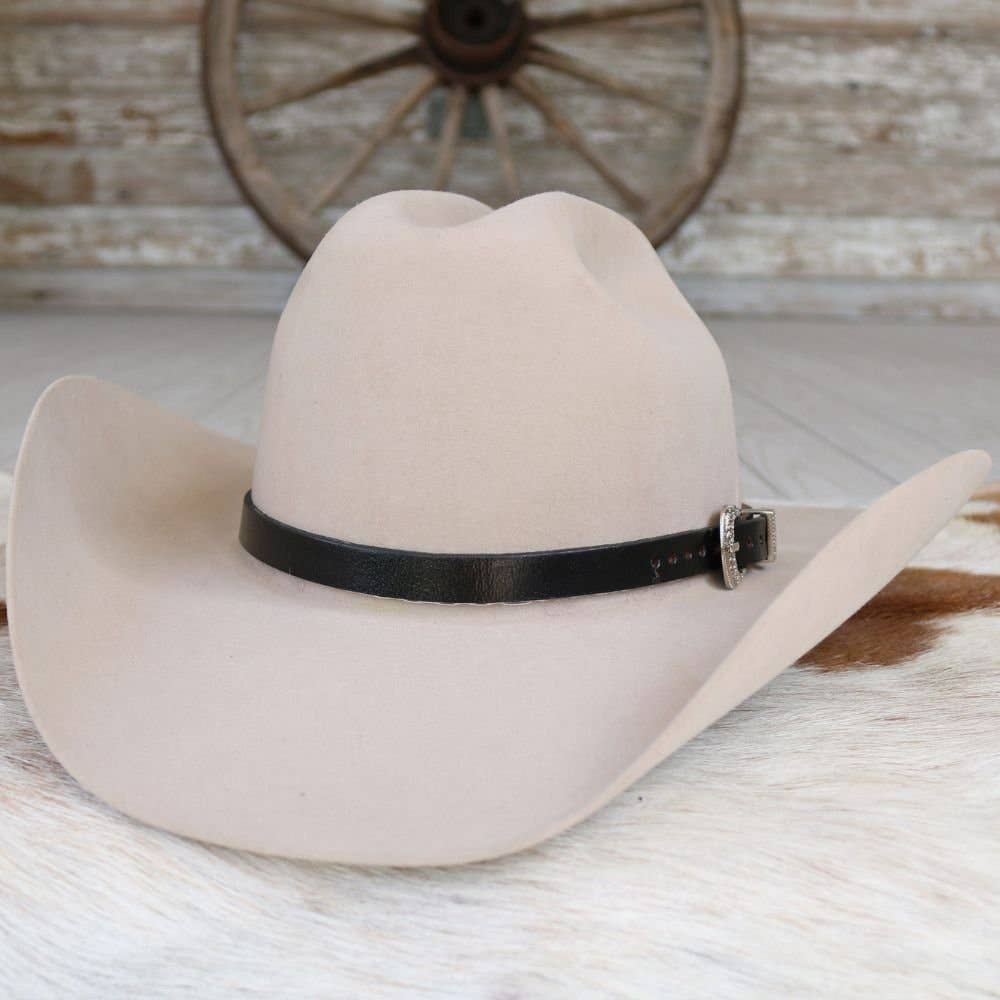 Western Black Leather Hat Band - Cash