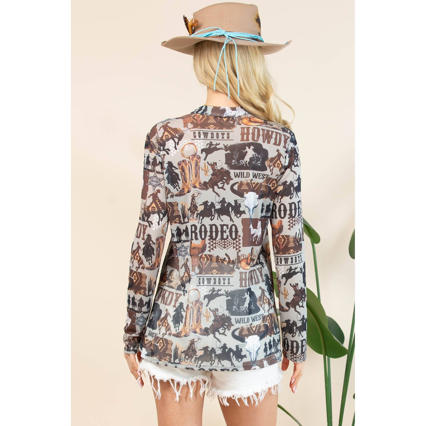 AV1230-AUBREY-6169 WESTERN RODEO SEMI SHEER MESH TOP