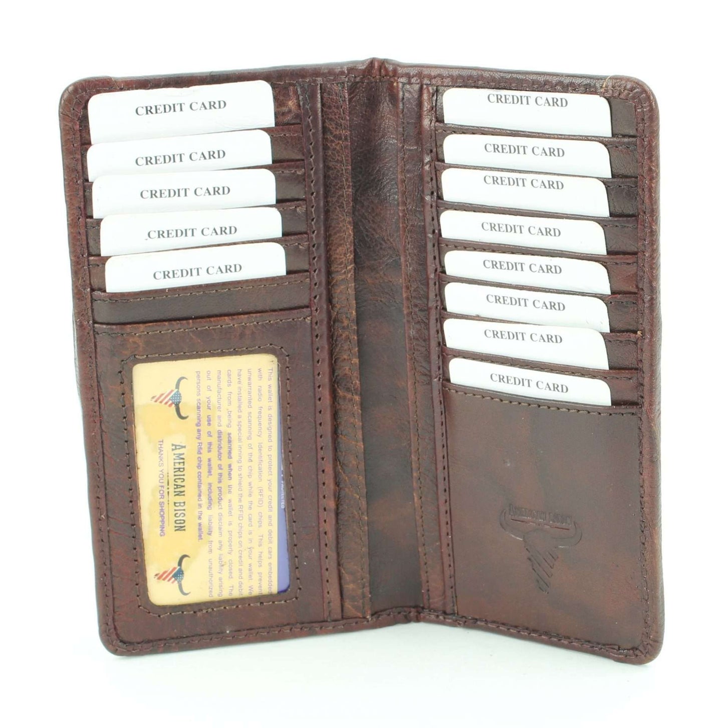 Large leather bi fold with tooled leather detail #AB W 12 To