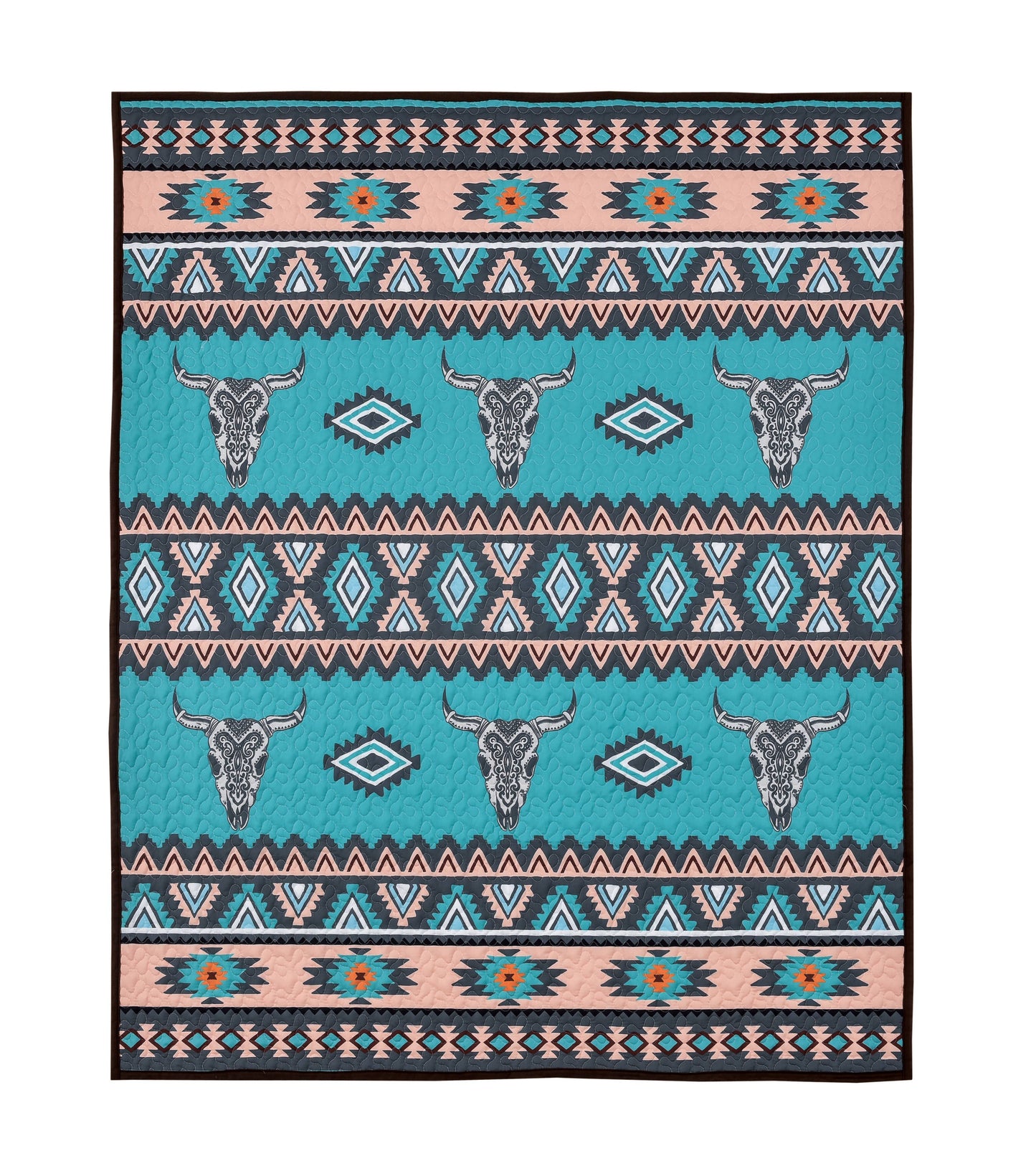 Saguaro Boho Cow Bull Skull Decorative Throw Quilt Blanket