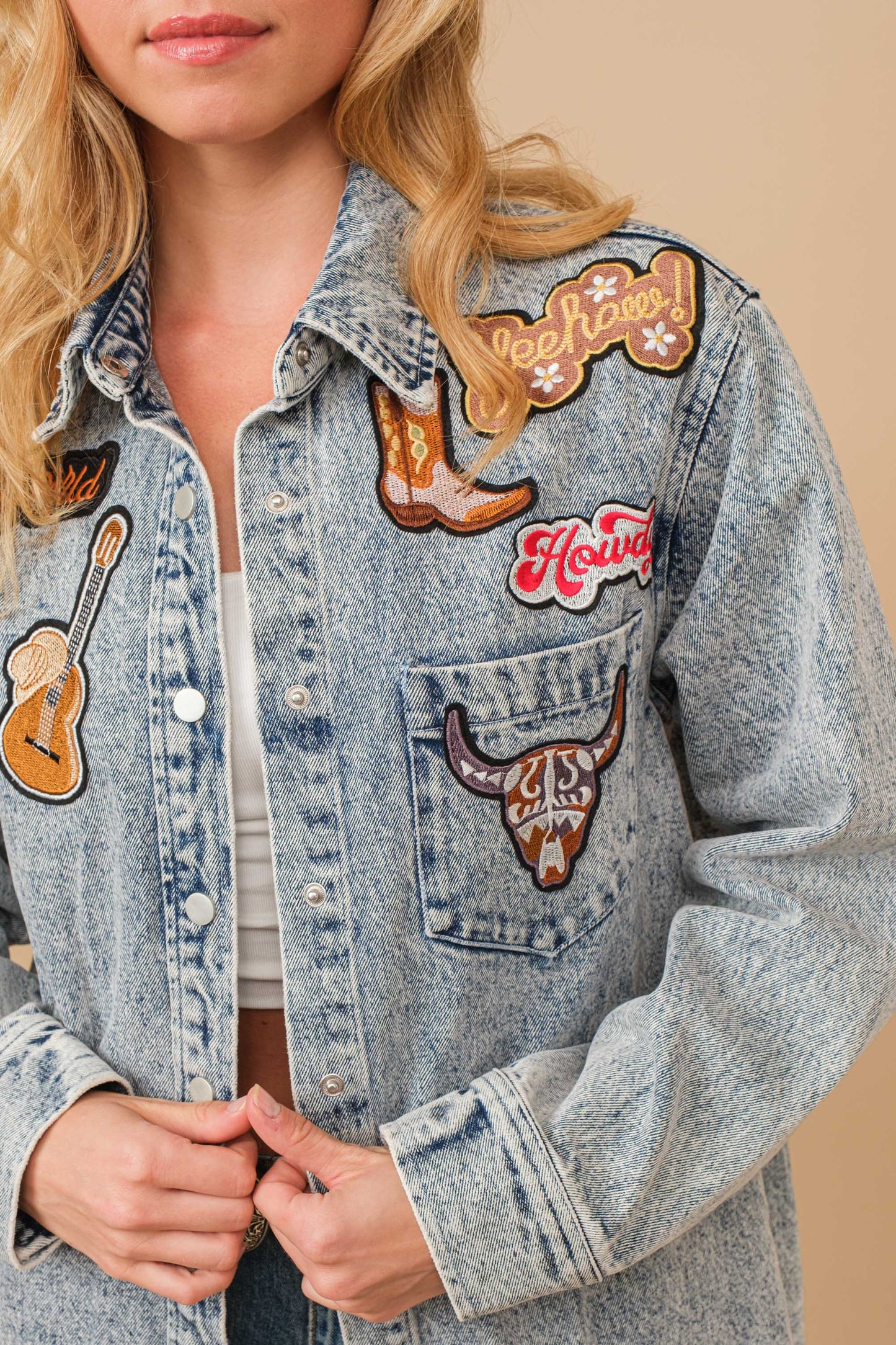 Blue B Garment Washed Snap Up Rodeo Denim Jacket 22755J