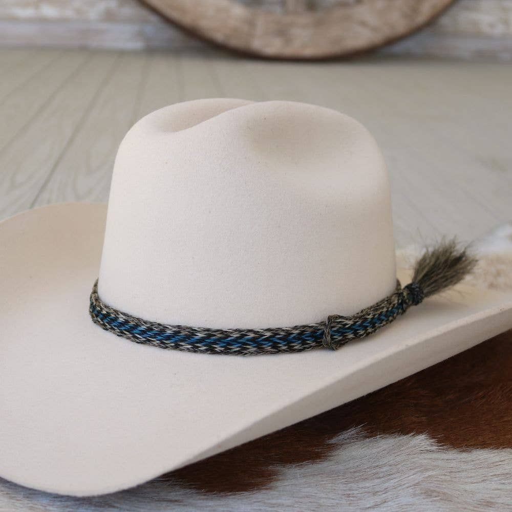 Willow Lane Hat Co. - Horsehair Braided Blue Single Tassel Hat Band - Caleb