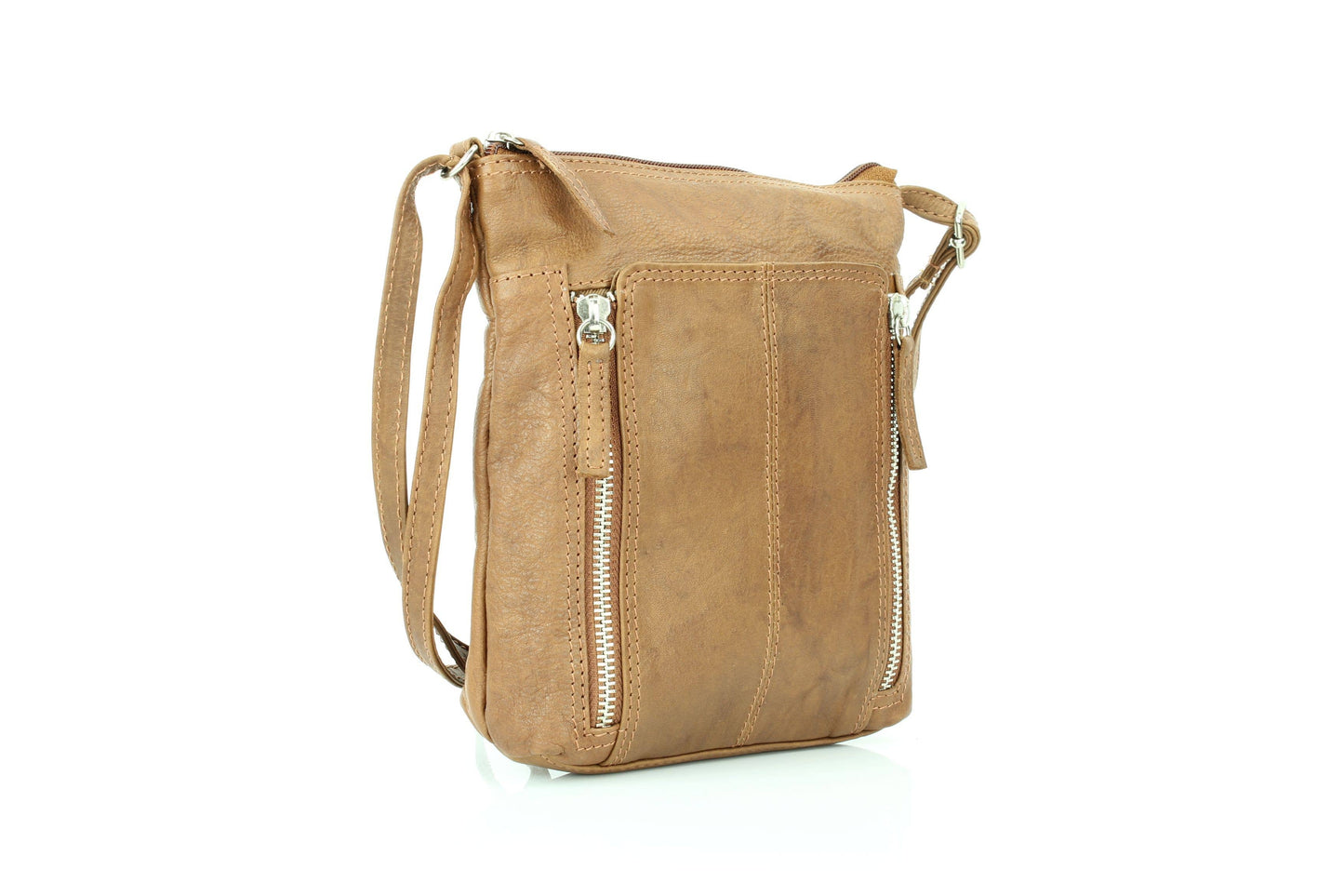 Anchorage Slim Leather Crossbody | Double Zip Detail RB 156