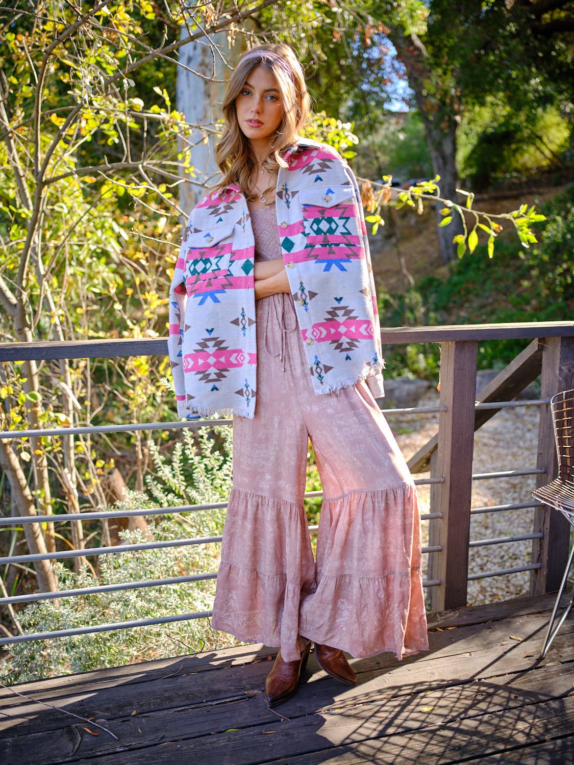 32652J - Jacquard Aztec Western Shirt Jacket