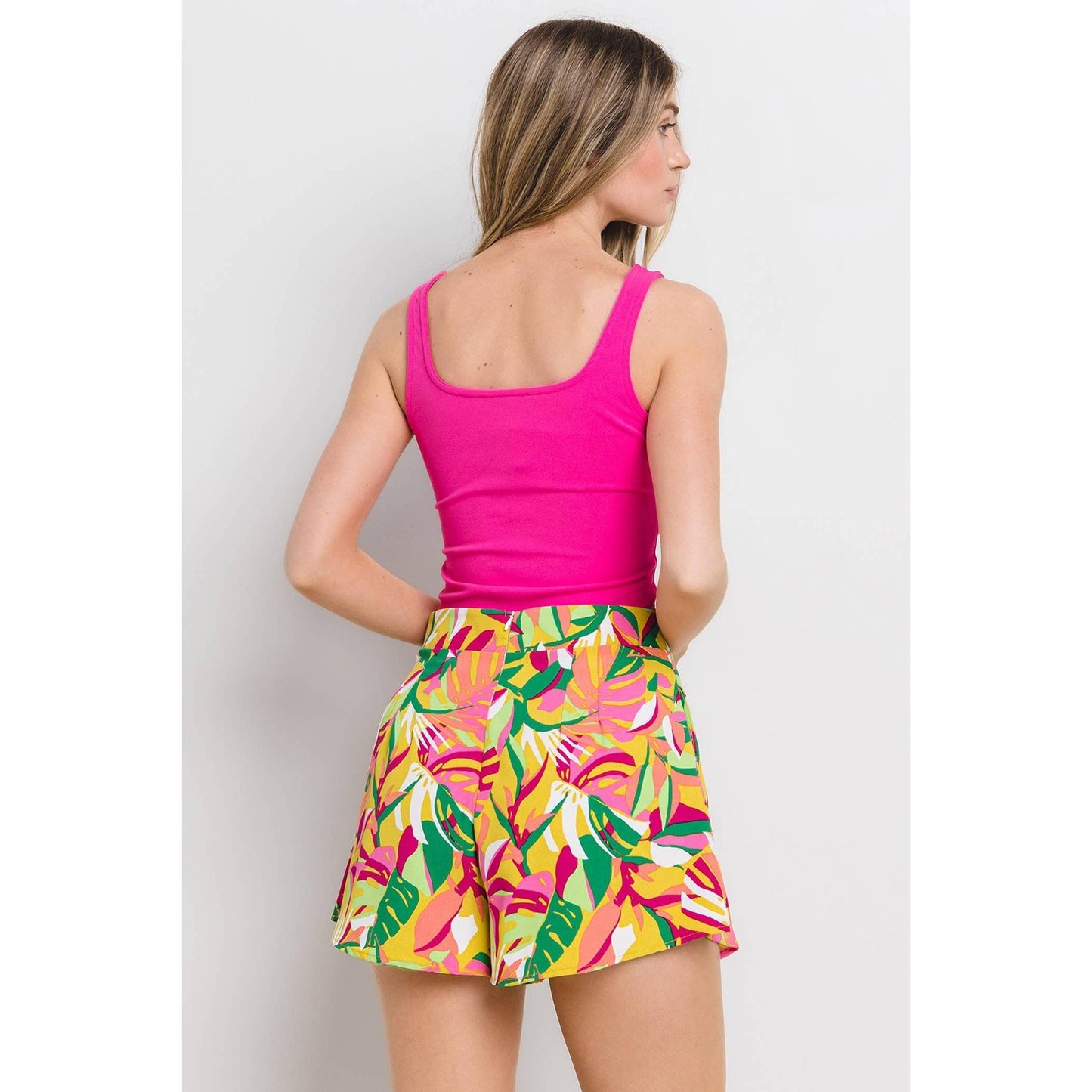 Nylon Apparel - T1352-Sd- Solid  Square Neck Crop Top