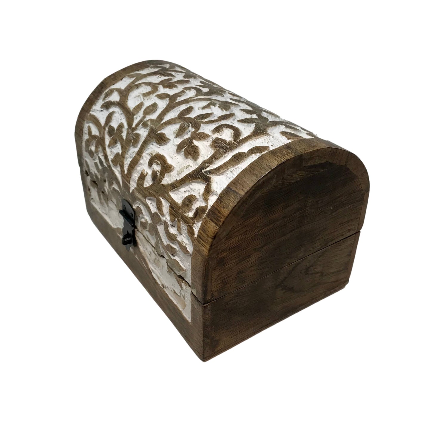 Hand-Carved Wood "Tree of Life"Hinged Box Chest Holiday