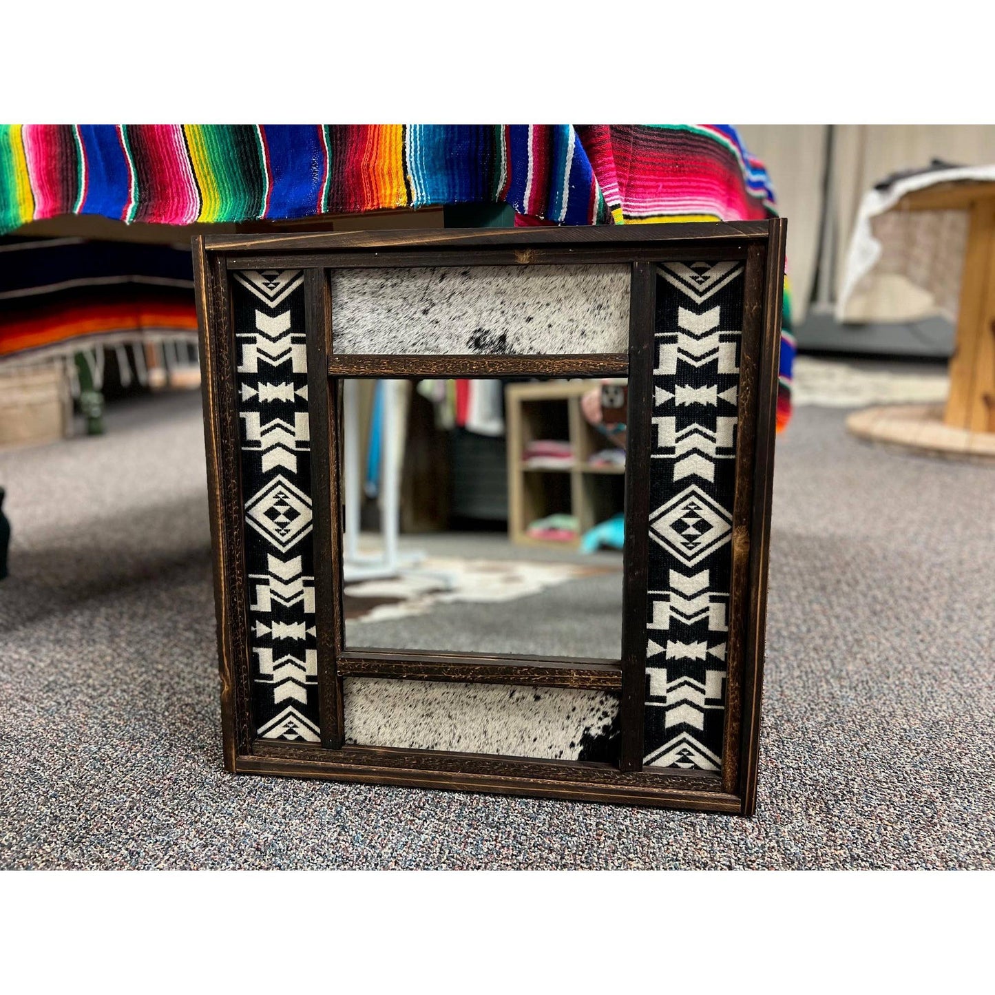Aztec and Cowhide Accent Mirror