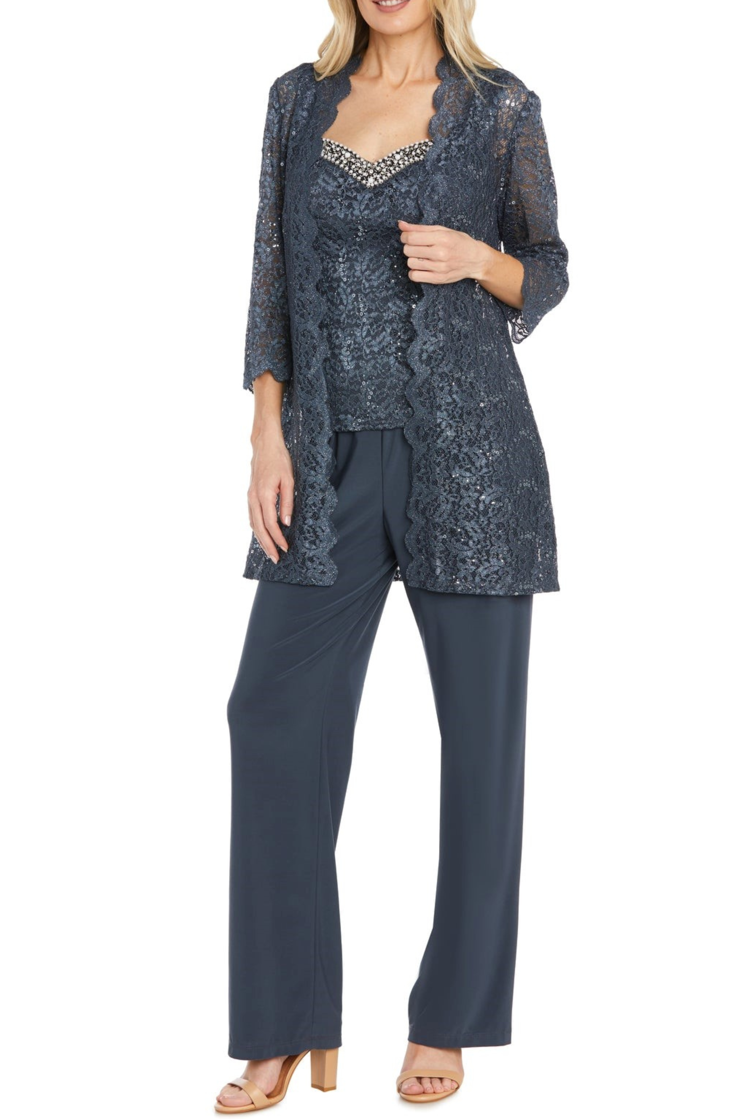 RM Richards Lace 3 Piece Evening Pant Set