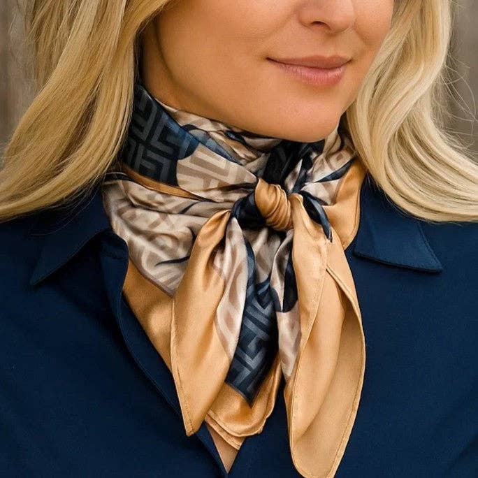 Navy and Cream Floral Wild Rag - Western Scarf