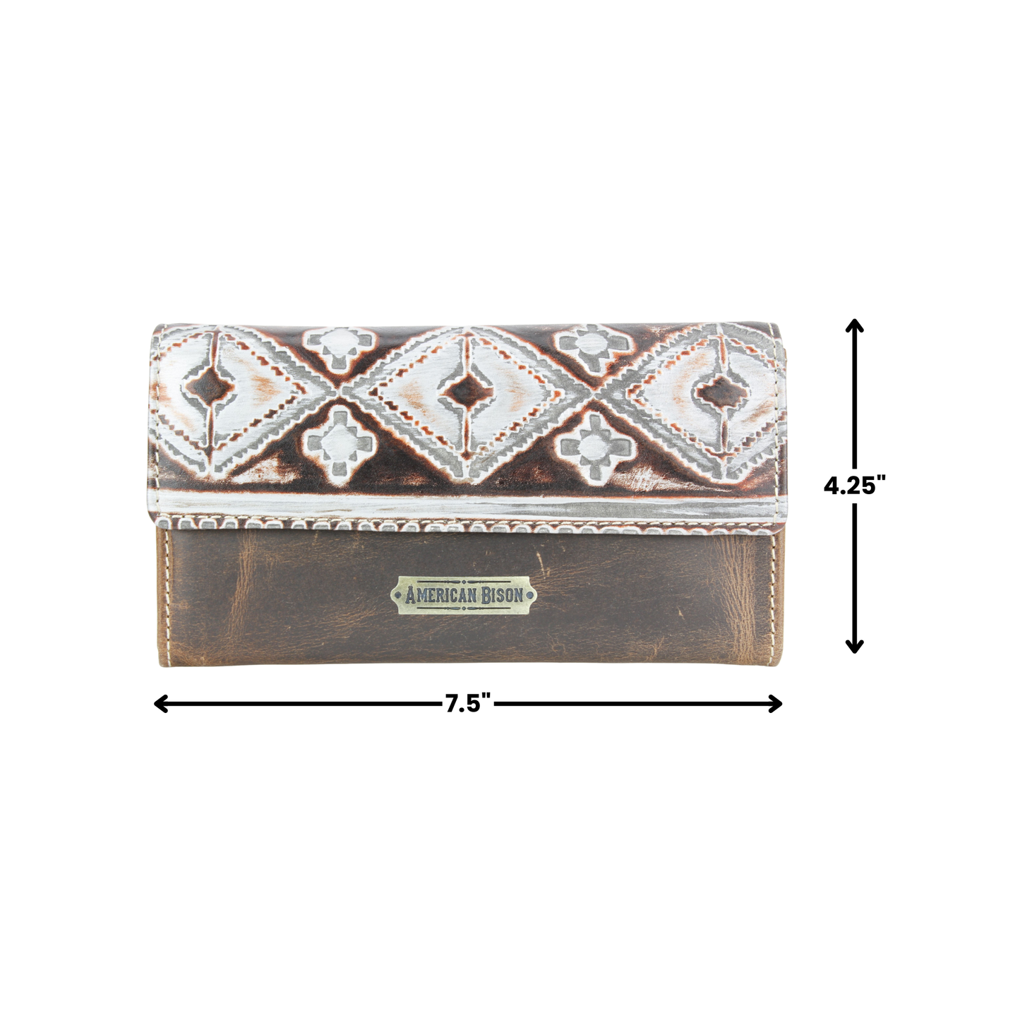 Women’s Brown Leather Silver Aztec Clutch ABLW 18-2524