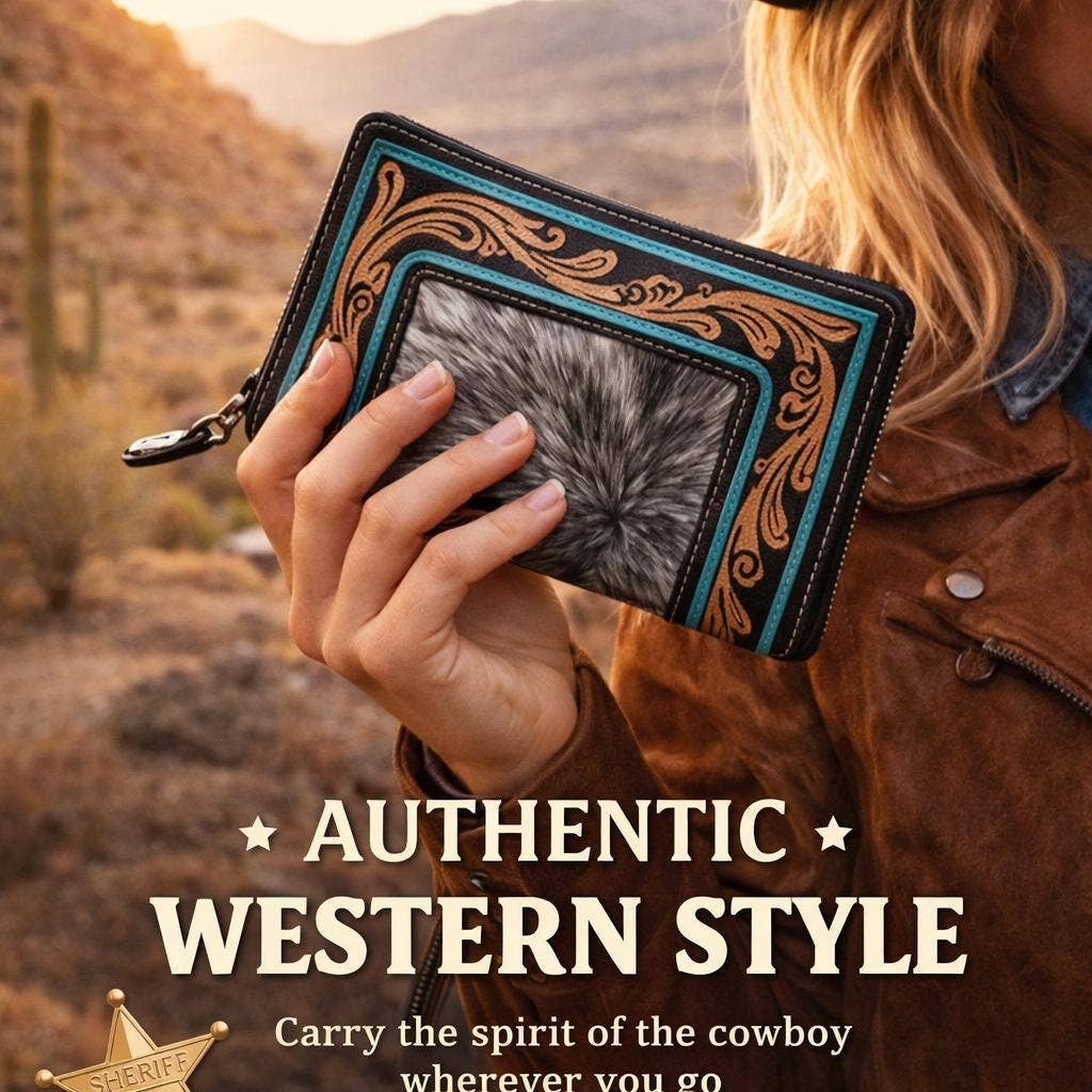 Leather Cowhide Wallet - Wallets For Women