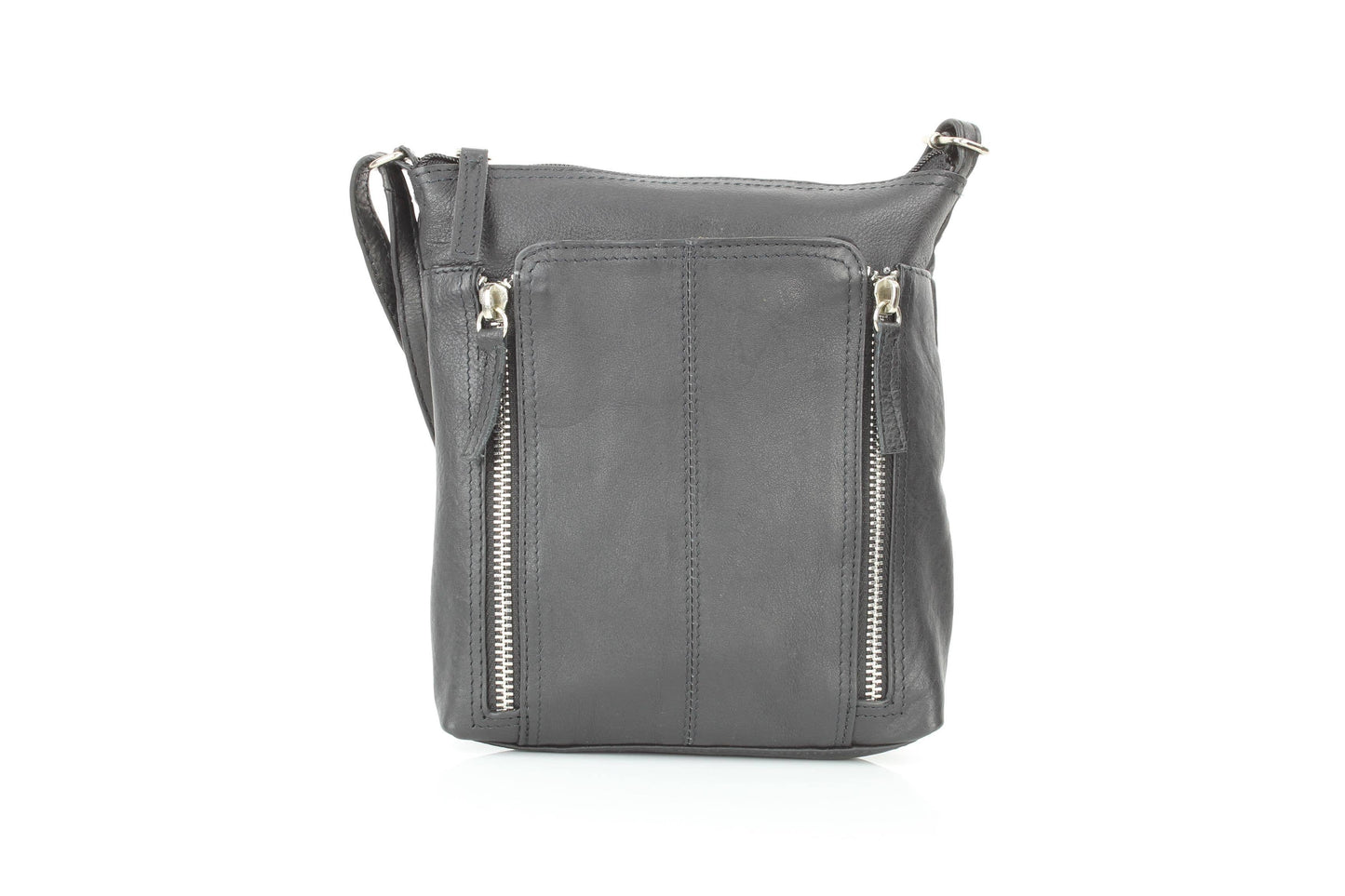 Anchorage Slim Leather Crossbody | Double Zip Detail RB 156