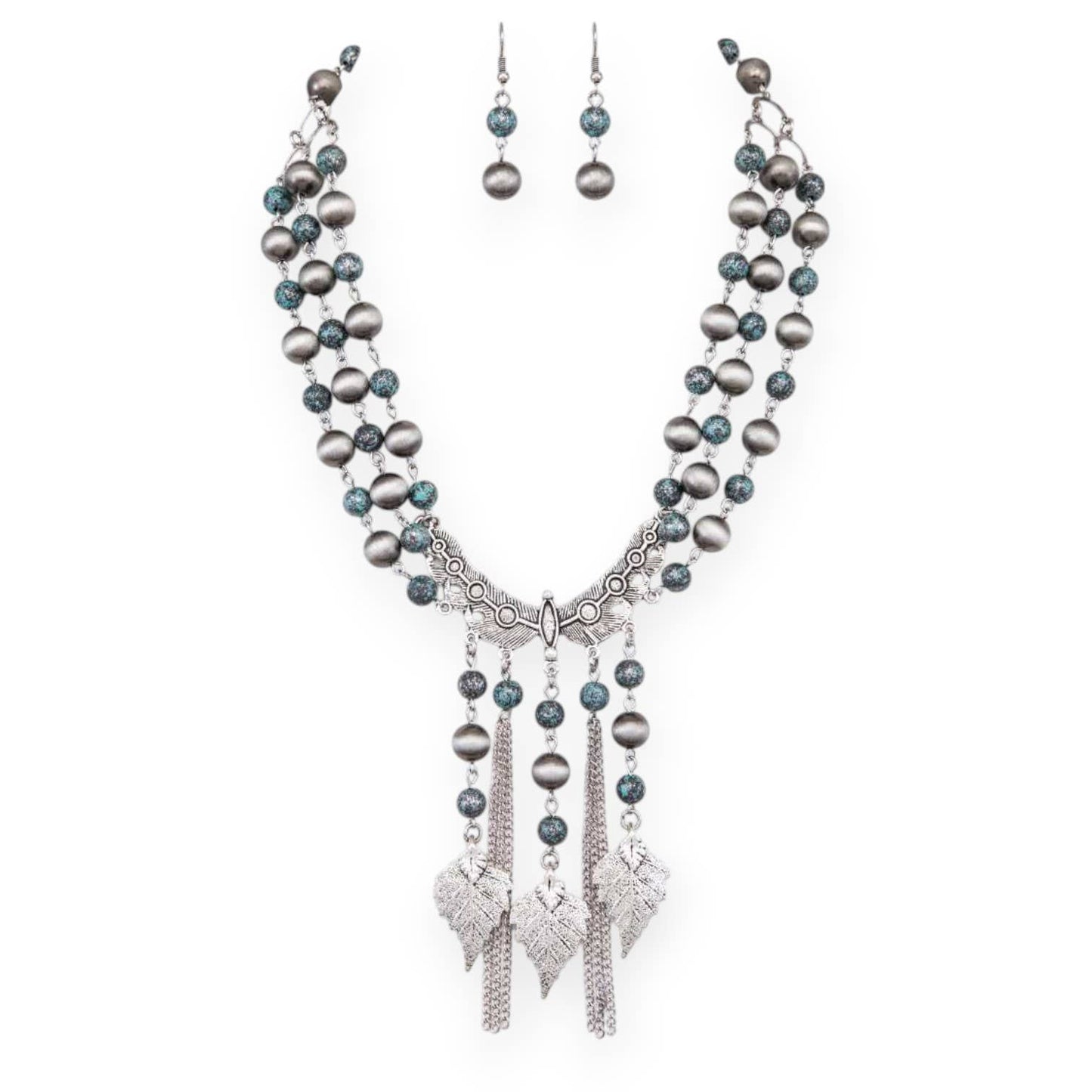 Navajo Beads Western Necklace Set by Rope & Spurs - CN2857SB
