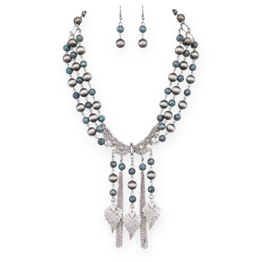Navajo Beads Western Necklace Set by Rope & Spurs - CN2857SB