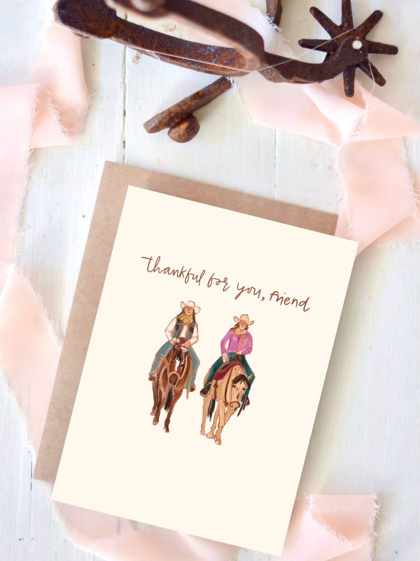 Thankful for You Western Friendship Card — Grateful for You Cowgirl Appreciation Card
