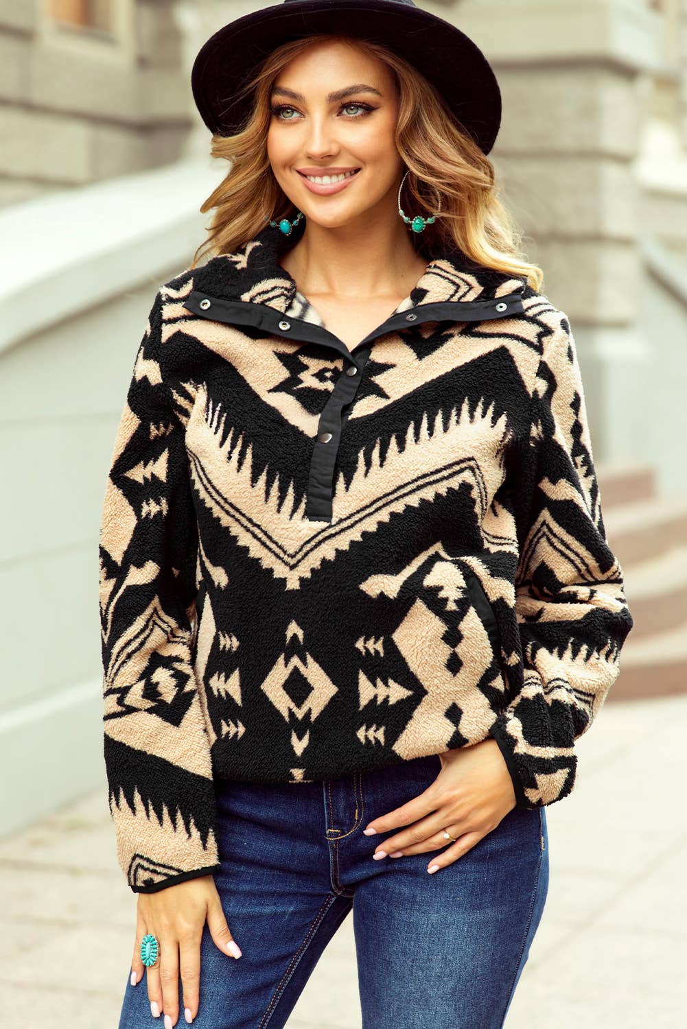 Western Half Zip Plush Sweatshirt | S-4X