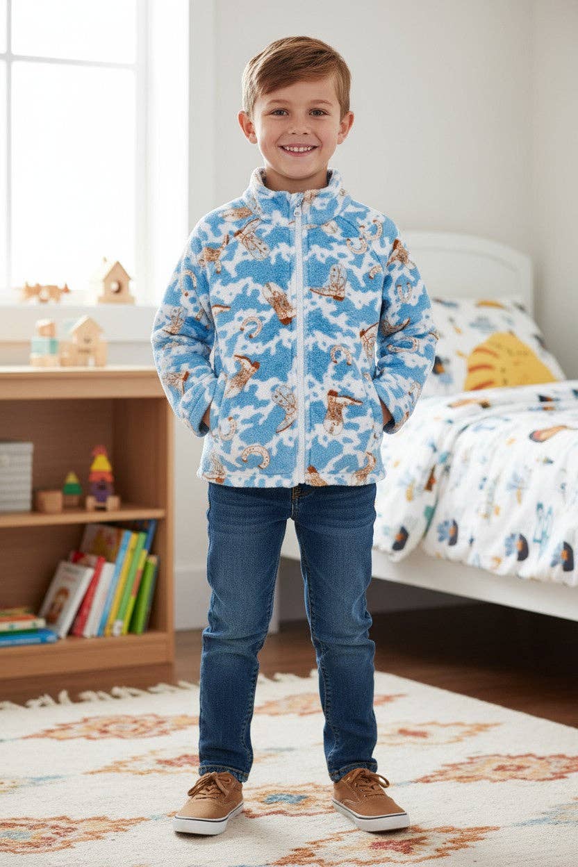Soft Fleece Western Print Zipper Jacket TPG51036 SOL
