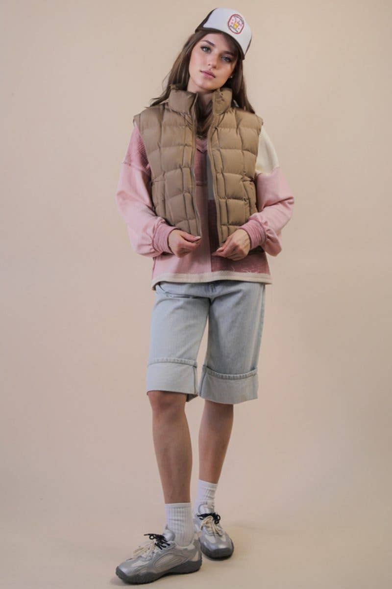 Solid Puffer Padded Warm Vest