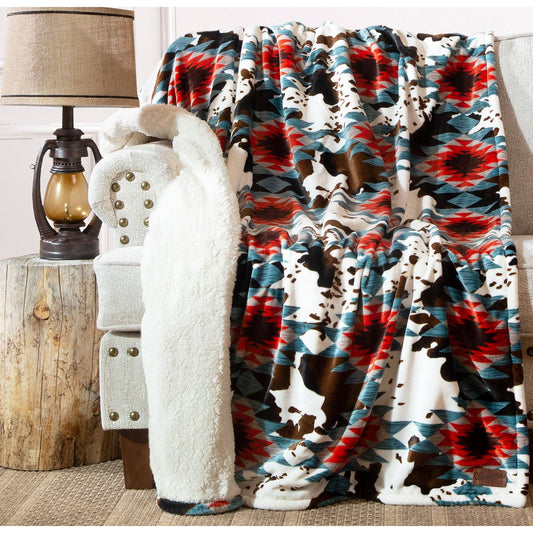 Wrangler® Southwest Cowhide Plush Sherpa Throw by Carstens