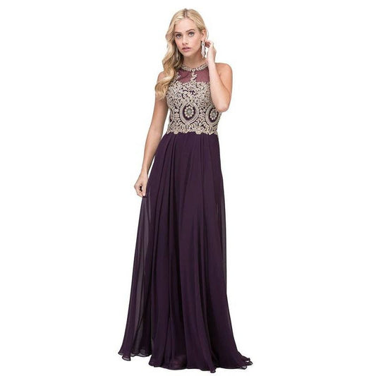 Illusion Halter Neckline and A-Line Skirt Prom