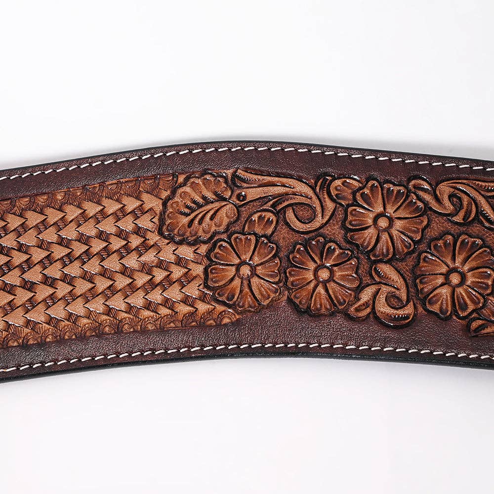 COMFYTACK Western Genuine Leather Horse Tripping Breast Collar Tack Brown Floral Carve