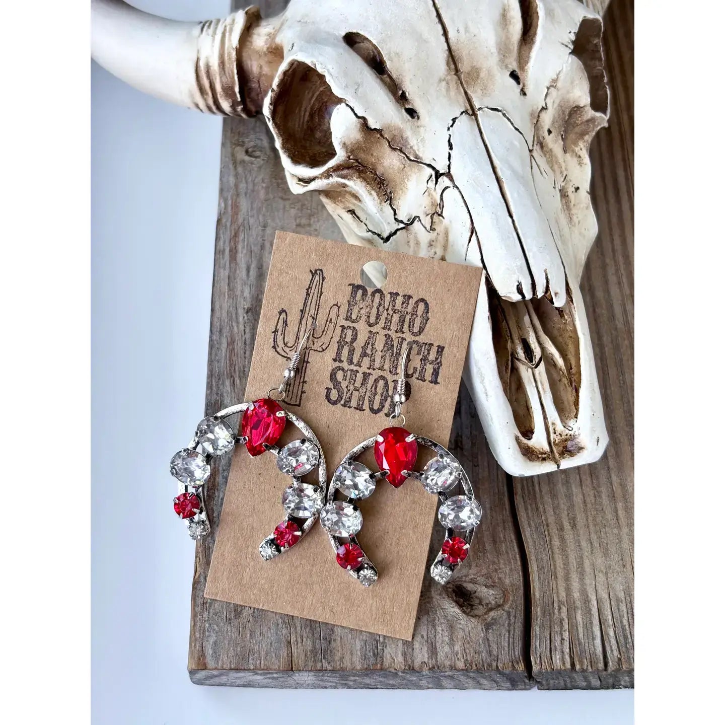 Glass Stone Squash Blossom Western Earrings