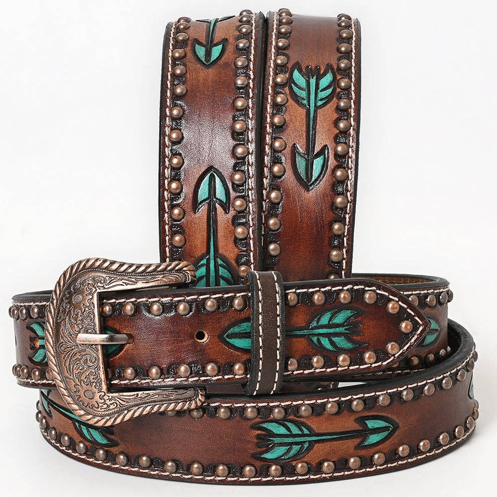 BER149-Hand Painted Western Leather Belt