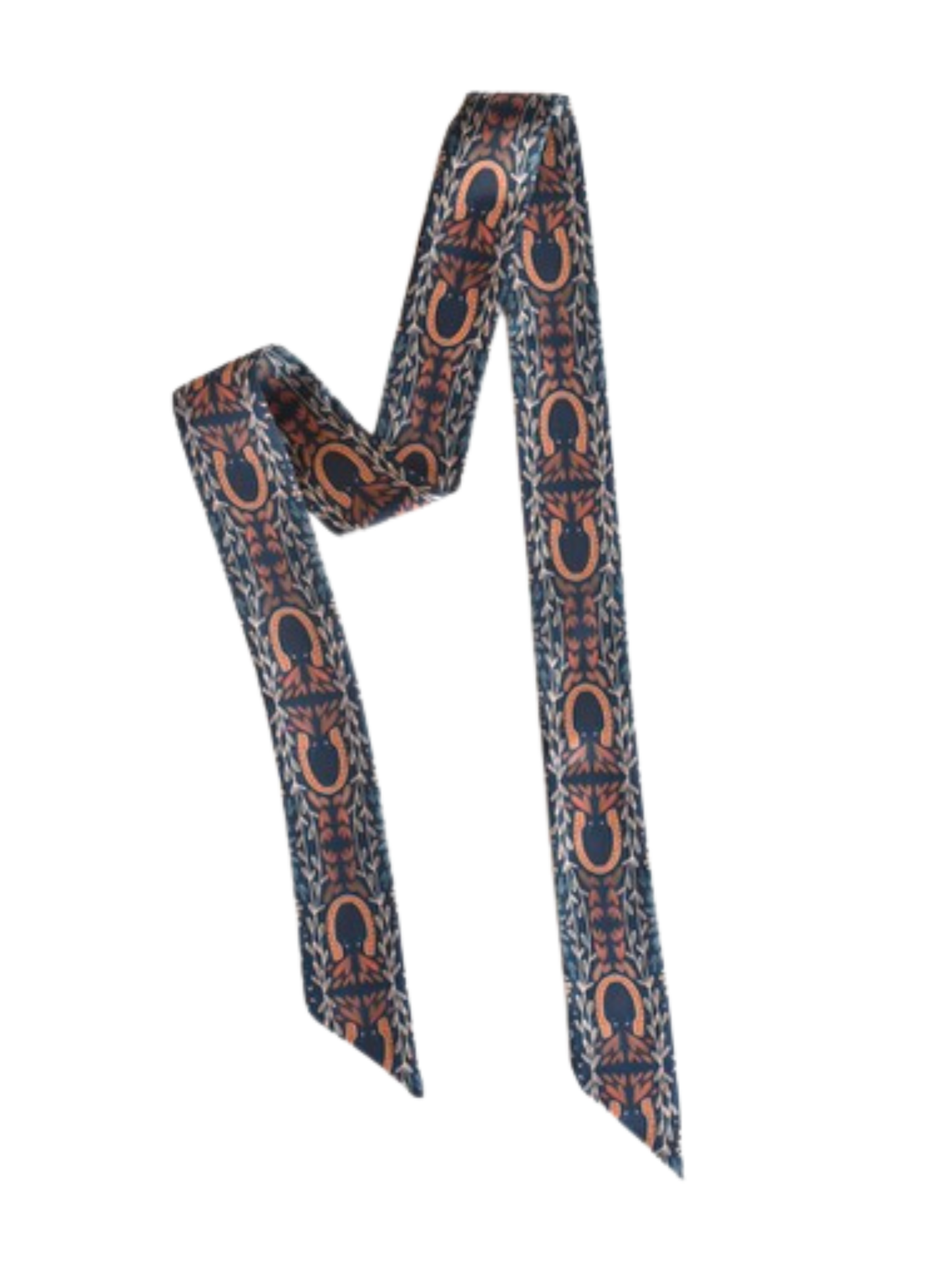 Western Harvest Twilly Scarf in Deep Juniper: Floral Western Satin Chiffon Green Scarf