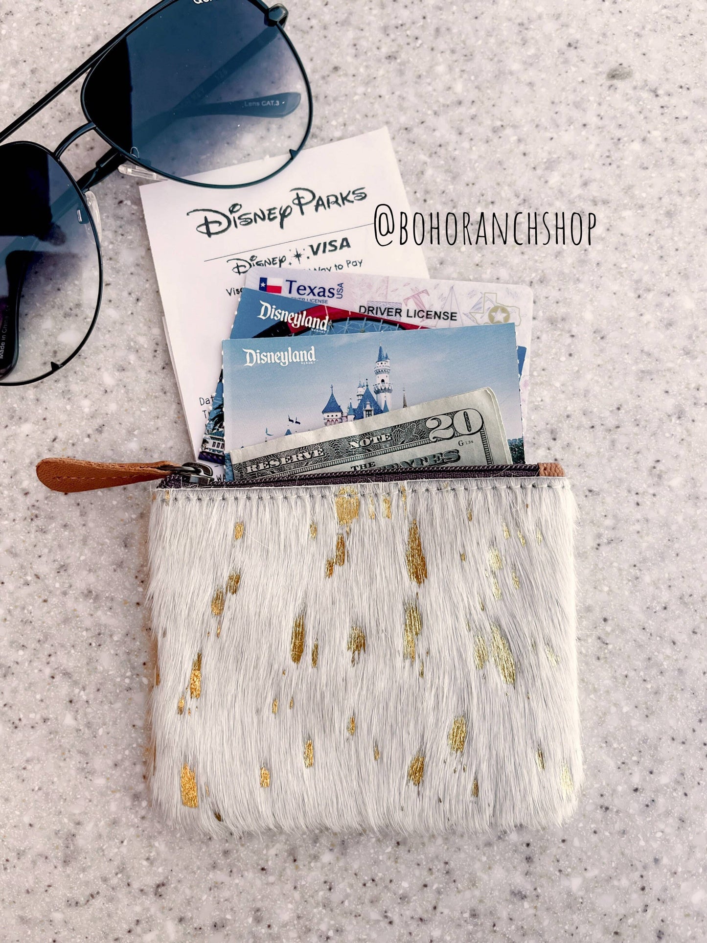Western Cowhide Coin Change Money Pouch