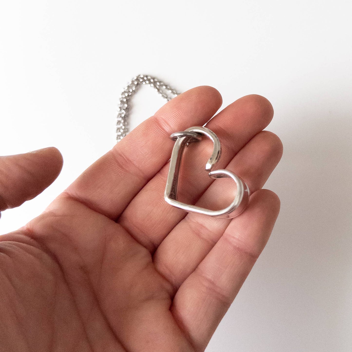 Bent Heart Silverware Necklace