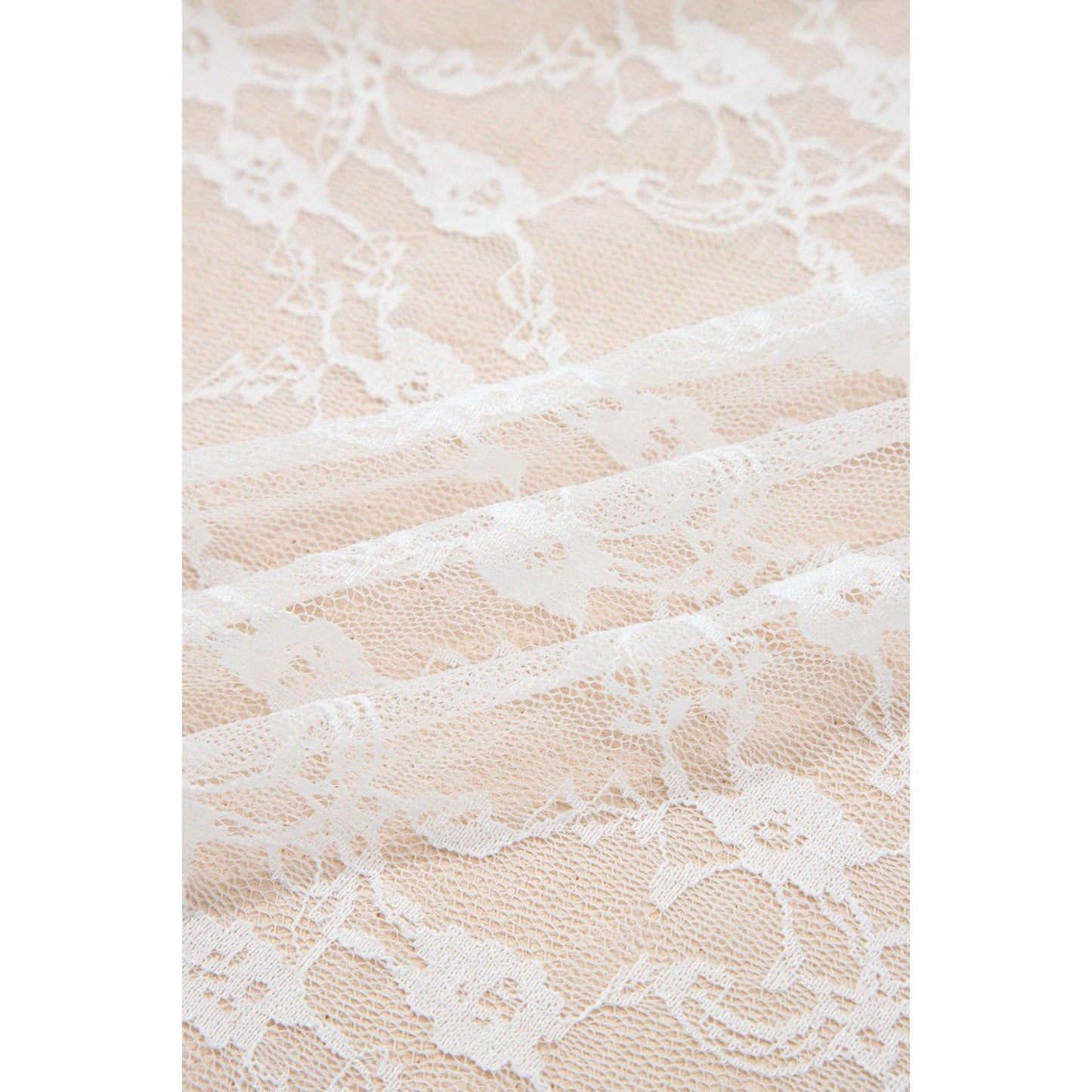 PRETTY BASH Sheer Lace Ruffle Tiered High-Low Skirt
